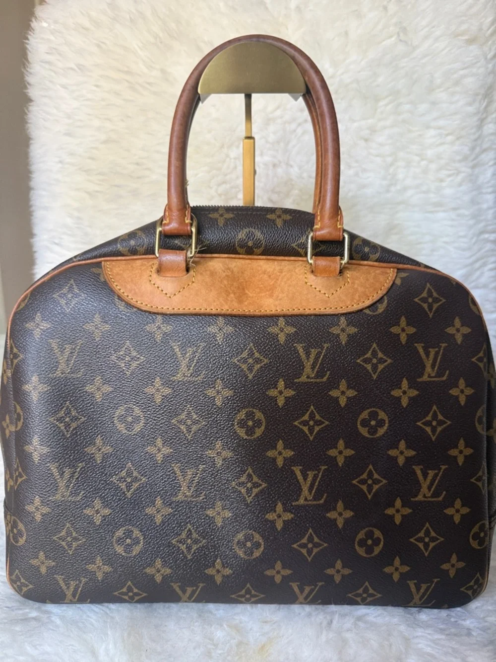 Louis Vuitton Monogram Deauville Top-Handle Satchel in Brown and Tan